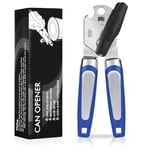 Tin Opener, Lychico 3-in-1Can Opener Handheld Heavy Duty Stainless Steel Can Openers with Multifunctional Bottle Opener, Blue