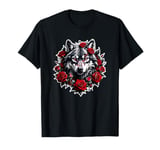 Floral Wolf Valentines Day Flowers Rose Vintage Loves Wolves T-Shirt