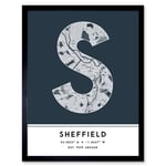 Sheffield England United Kingdom City Map Modern Typography Stylish Letter Framed Word Wall Art Print Poster for Home Décor