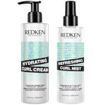 Redken Hydrating Curl Defining Cream and Refreshing Curl Hair Mist Bundle for Curly and Coily Hair