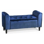 Paris Prix - Banc Coffre en Velours 'Turner' 114cm Bleu