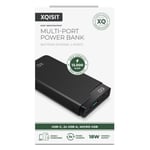 Xqisit Multi Port Power Bank 12000 mAh Portable Phone Charger Black 10w 4 Ports