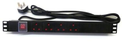 19” 1U 4 Way Rack Mount Power Distribution Unit PDU For Data Lan Cabinet Switch