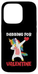 Coque pour iPhone 14 Pro Dabbing Unicorn Saint-Valentin Love