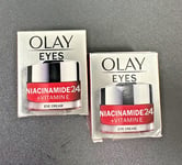 Olay Eyes | Niacinamide 24 | Eye Cream | Fragrance Free | 15ml | Pack of 2