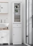 White Bathroom Cabinet Large Storage Door Cupboard Tall Slim Display Shelf Unit