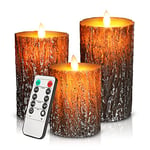 Bougie à LED, 3 en pin bougies Bougies décoratives Bougie sans Flamme de avec télécommande à 10 Touches et fausse bougie électrique pour les célébrations saisonnières et de festival