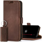 SURAZO Slim Magnetic Mobile Phone Case for Samsung Galaxy S24 FE Leather Case - Foldable Genuine Leather Protective Case [with Card Slot, RFID Protection] Flip Wallet Case Cover Leather Case (Nut