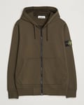 Stone Island Garment Dyed Fleece Full Zip Hood Military Green