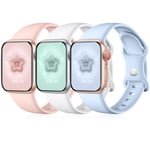 Maledan 3 Pack Straps Compatible with Apple Watch Strap 41mm 40mm 42mm 38mm 44mm 45mm 49mm, Soft Silicone Replacement Band for iWatch Series 9 8 7 6 5 4 3 SE, 38mm/40mm/41mm, Lilac/White/Pink