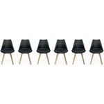 Sweeek - Lot de 6 chaises scandinaves. pieds bois de hêtre. chaises 1 place. noirs