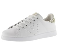 Victoria Basket Basse Tenis Cuir & Arrière Pailletée & Logo Perforé 1125104 pour Femme CAVA 41