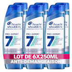 Head & Shoulders Pro-Expert 7 Shampoing Antipelliculaire Anti-Démangeaisons 6x250ml Combat 7 Problèmes du Cuir Chevelu, Protection Complète; Soulage Instantanément Démangeaisons