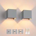 Klighten 2 Pack Applique Mural avec Ampoule LED G9 Remplaçable Lampe Murale Interieur/Exterieur Blanc Chaud 3000K Angle de Faisceau Réglable Appliques Murales pour Salon Chambre (Gris)