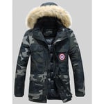 Parka Homme De Marque Modèle Coupe Longue À Imprimé Camouflage Manteau Homme Col En Fausse Fourrure Doudoune Homme -Zs306765