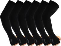 6 Pairs Black Arm Sleeves with Thumb Hole for Women Men Golf Tennis Cycling Sun