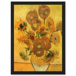 Painting Van Gogh Still Life Vase Fifteen Sunflowers A4 Artwork Framed Wall Art Print