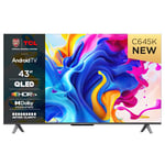 TCL 43C645K 43-inch QLED Television, 4K Ultra HD, Android Smart TV (Game Master, Dolby Atmos, Freeview Play, Motion clarity, Hands-Free Voice Control, compatible with Google assistant & Alexa)