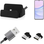 Charging Station for Samsung Galaxy A15 5G + USB-Typ C u. Micro-USB-Adapter