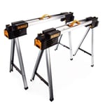 DeWalt Metal Sawhorse Pair, Sturdy Fold Away Stands w/ Carry Handles, 112cm Long