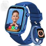 Minilandia Montre Connectée 4G pour Enfants, Vidéo HD et Appels, Montre Intelligente pour Enfants avec Chat Familial, SOS, GPS, Jeu, Mode Classe, Podomètre, Cadeaux pour Filles et Garçons (Bleu)