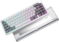 AL68 CLAVIER MÉCANIQUE WIRELESS 60%, QMK/VIA CLAVIER ALUMINIUM,HOT SWAPPABLE CUSTOM CLAVIER AVEC KNOB, GASKET STRUCTURE,RGB GAMING CLAVIER FOR MAC/WINDOWS/LINUX (SILVER, MILK V2 SW[CLA170647]