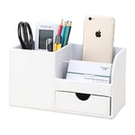 KINGFOM 4 Compartiments Multi-fonctionnels Organisateur de Bureau (Blanc)