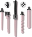 Hair Curling Wand Iron Tongs, 5 in 1 Hair Curler for Long Hair 10mm-32mm with 2