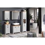 Ensemble de salle bain style campagne gris clair/chêne Indiana Gris LANDSIDE bad : meuble haut/meuble bas/sous vasque/armoire toilette/colonne