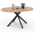 Table à manger extensible ronde alix 6-8 personnes pied araignée bois et noir 110-150 cm