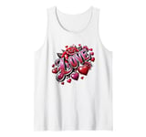 The Word Love surrounded By Hearts And Red Roses Tank Top