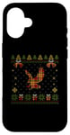 Coque pour iPhone 16 Pull de Noël moche motif aigle à carreaux rouges