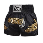 Boxningsshorts Antifriktion Muay Thai kickboxningsshorts för män Black S