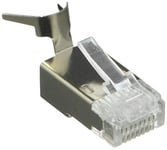 Lot de 10 connecteurs RJ45 8 Broches pour câble jusqu'à 1,5 mm2 Cat 5E, 6, 6A et 7 avec Adaptateur pour câble Solide ou Flexible