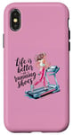 Coque pour iPhone X/XS Life is Better in Running Shoes Gym Workout Tapis de course