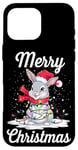 Coque pour iPhone 16 Pro Max Merry Christmas Bunny Santa Christmas Eve Party Christmas Lights