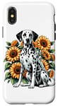 Coque pour iPhone X/XS Sunflowers Dalmatian Dalmatians Dal Dally Dog