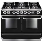 Falcon FCON1092DFBL/ Continental 1092 Dual Fuel Range Cooker In Black With Chrome