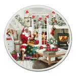 Christmas Candle Plate / Coaster - Glass 10cm Tableware / Decoration - Santa