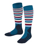 FALKE Unisex Kids SK2 Intermediate Stripes K KH Wool Warm Thick 1 Pair Skiing Socks, Turquoise (King Fisher 6835), 12-2.5