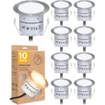 Varm vit - 10-pack Mini LED infällda spotlights utomhus, IP67 vattentät, 4500K dagsljus vit, 0,6W DC12V golvlampa för gångväg terrass trä Po