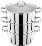 Judge JX05 Stainless Steel 3 Tier Steamer Set with 24cm 3.4L Casserole, 2 and -