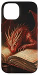 iPhone 14 Aesthetic Gothic Red Dragon Reading Book Painting Bookish Case