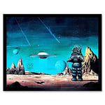 Wee Blue Coo Movie Film Painting Robby Robot Forbidden Planet Space Stars Sci Fi USA Art Print Framed Poster Wall Decor 12X16 Inch