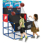 COSTWAY Panier de Basketball/Jeu d’Arcade de Basket-ball avec Double Shootout et Panier de Basket 4 Ballons et 1 Pompe de Gonflage Rampe de Retour