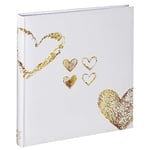 Hama "Lazise” Bookbound Photo Album, 50 white pages, fits 250 photos in 10x15cm format, Gold Hearts