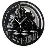 Instant Karma Clocks Wall Clock Chess Master Checkmate Ø12inch, HDF Wood, Black