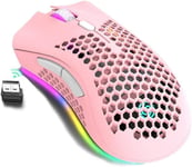 Souris De Jeu sans Fil, 2.4G Souris sans Fil Légère Rechargeable, Ergonomique Optique Souris sans Fil, Souris sans Fil pour Ordinateur Portable Compatible MacBook PC, Notebook (Rose)