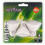 NITYAM GU10 6W 500 Lumens LED Spotlight Bulbs-Neutral Colour 4000K [Energy Class A+] -Pack of 3, 6 W, Gold