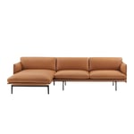 Muuto - Outline Sofa Chaise Longue Left / Black Base Refine Leather Cognac - Soffor - Anderssen & Voll